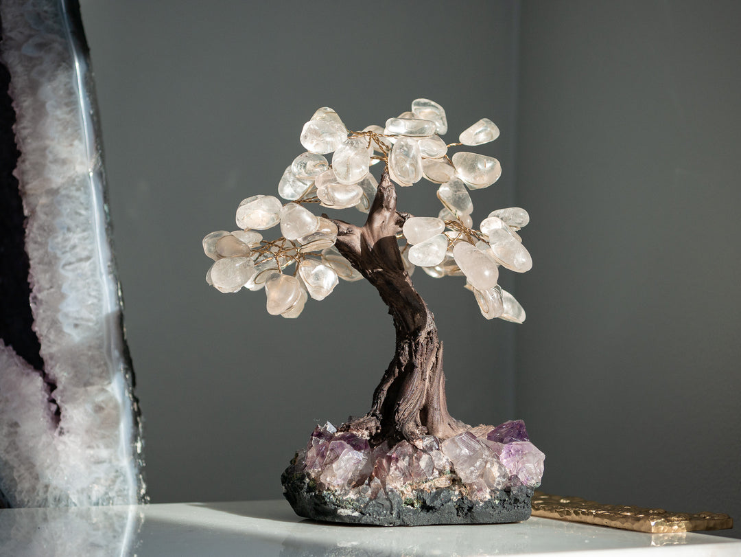 Quartz Tree with Amethyst Base