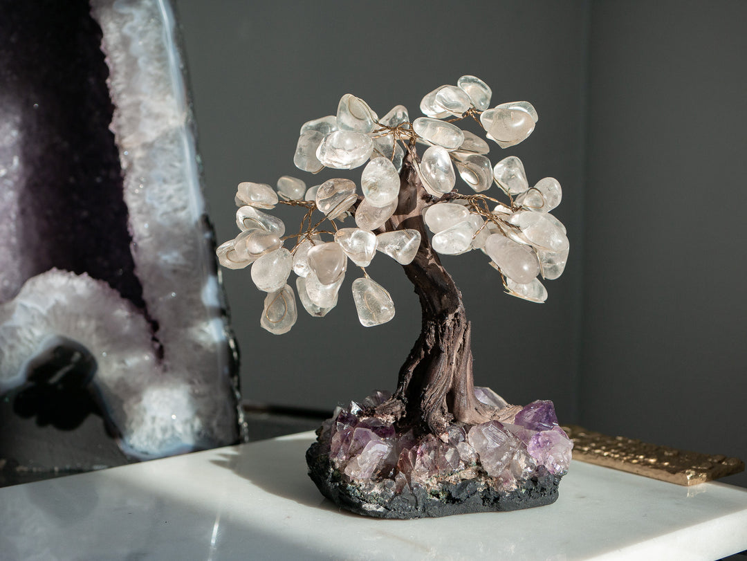 Quartz Tree with Amethyst Base