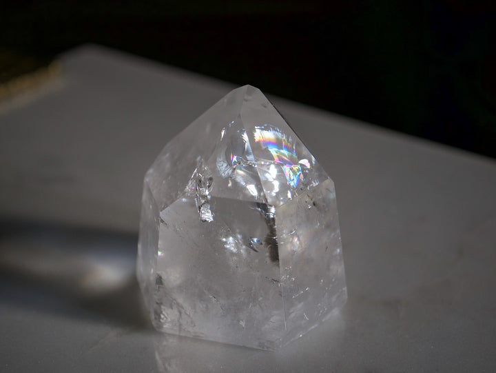 Quartz Point with Vibrant Rainbow Inclusions (Medium)