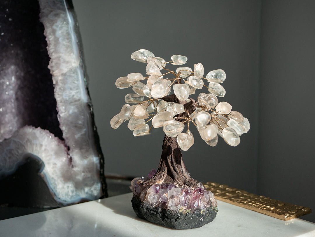 Quartz Tree with Amethyst Base