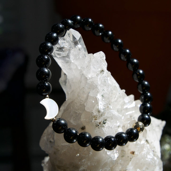 Black Tourmaline & Moon Bracelet