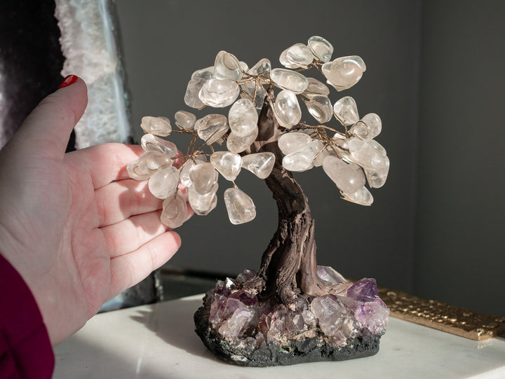 Quartz Tree with Amethyst Base