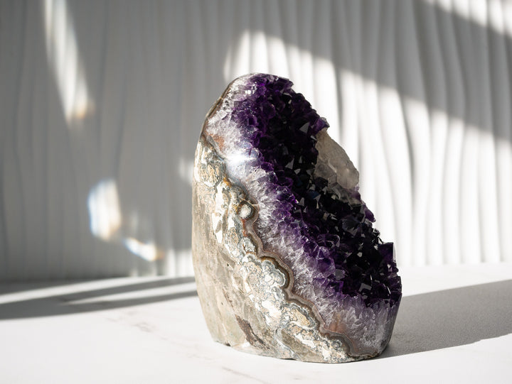 High-Quality Amethyst Cut Base with Calcite Inclusion - Option C