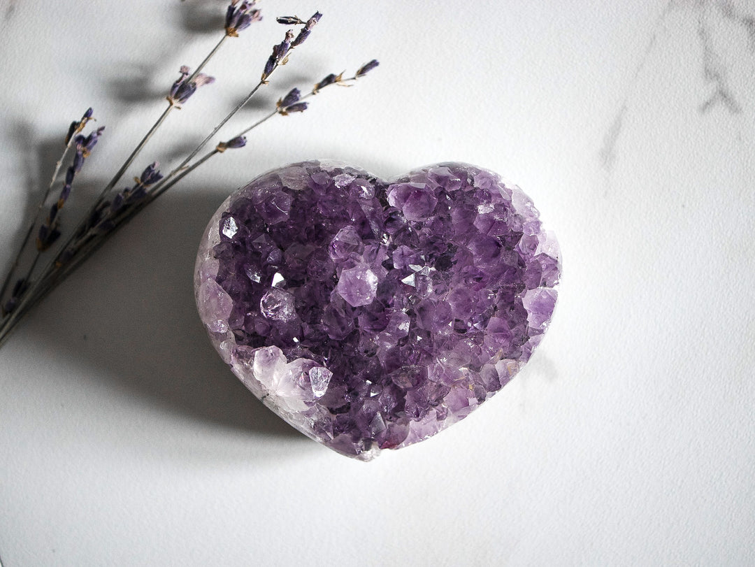 Amethyst Heart on White Backdrop