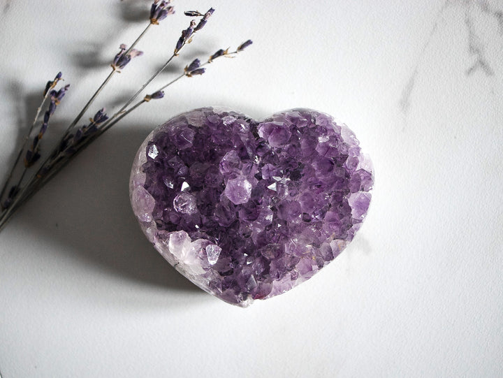 Amethyst Heart on White Backdrop