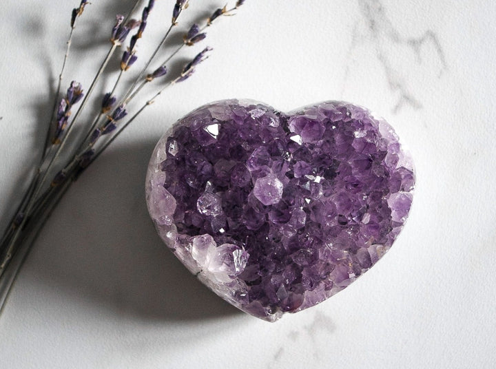 Amethyst Heart on White Backdrop