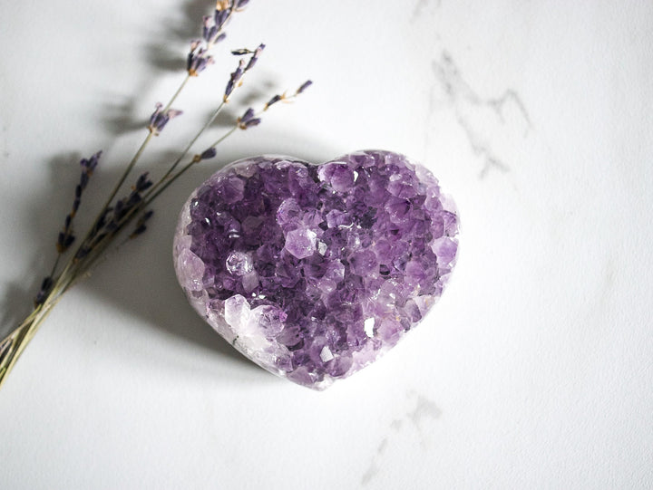 Amethyst Heart on White Backdrop