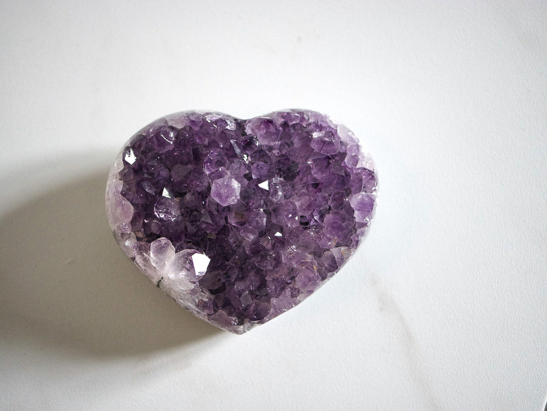 Amethyst Heart on White Backdrop