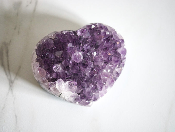 Amethyst Heart on White Backdrop