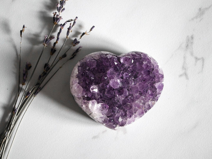 Amethyst Heart on White Backdrop