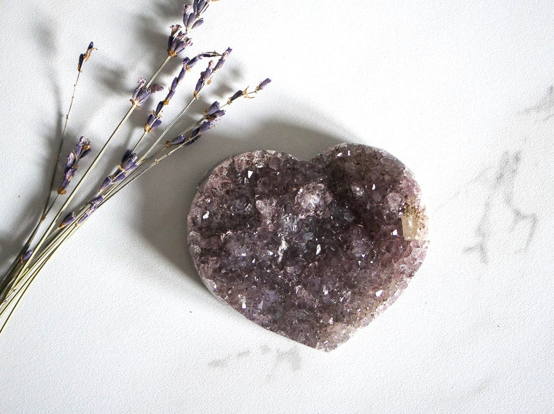 Amethyst Heart Geode with Calcite