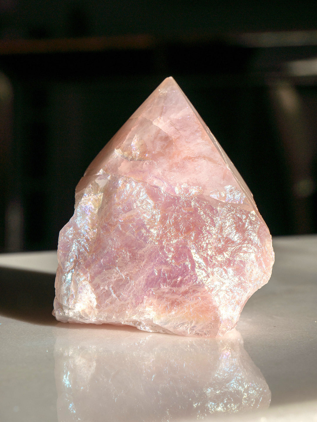 Aura Rose Quartz Half Polished Point