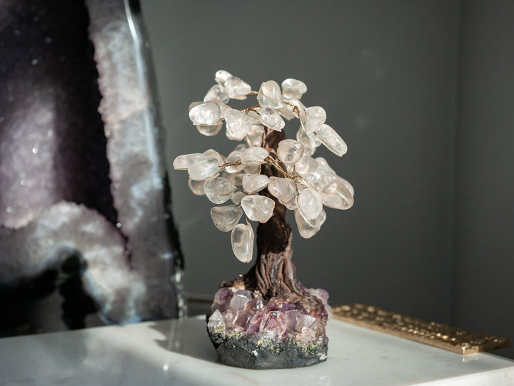 Quartz Tree with Amethyst Base