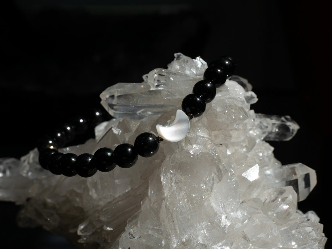 Black Tourmaline & Moon Bracelet