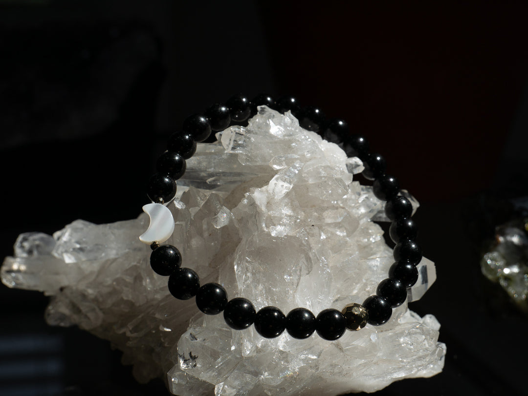 Black Tourmaline & Moon Bracelet