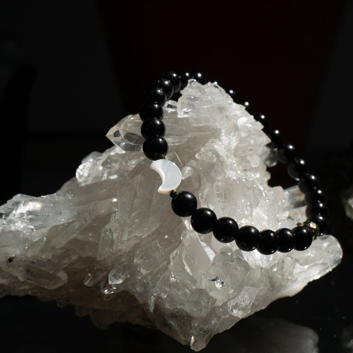 Black Tourmaline & Moon Bracelet