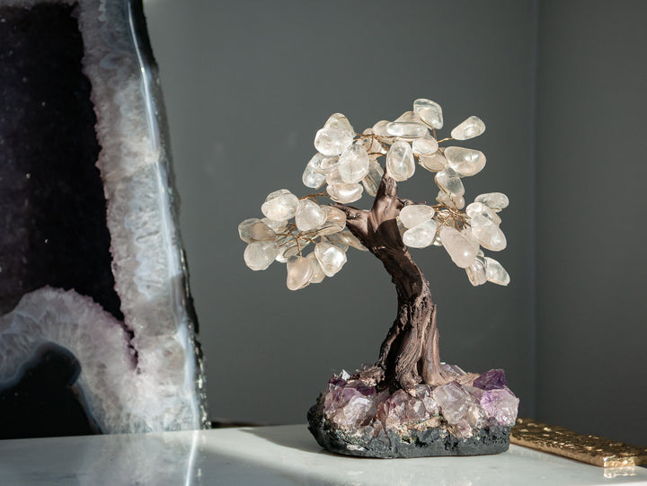 Quartz Tree with Amethyst Base