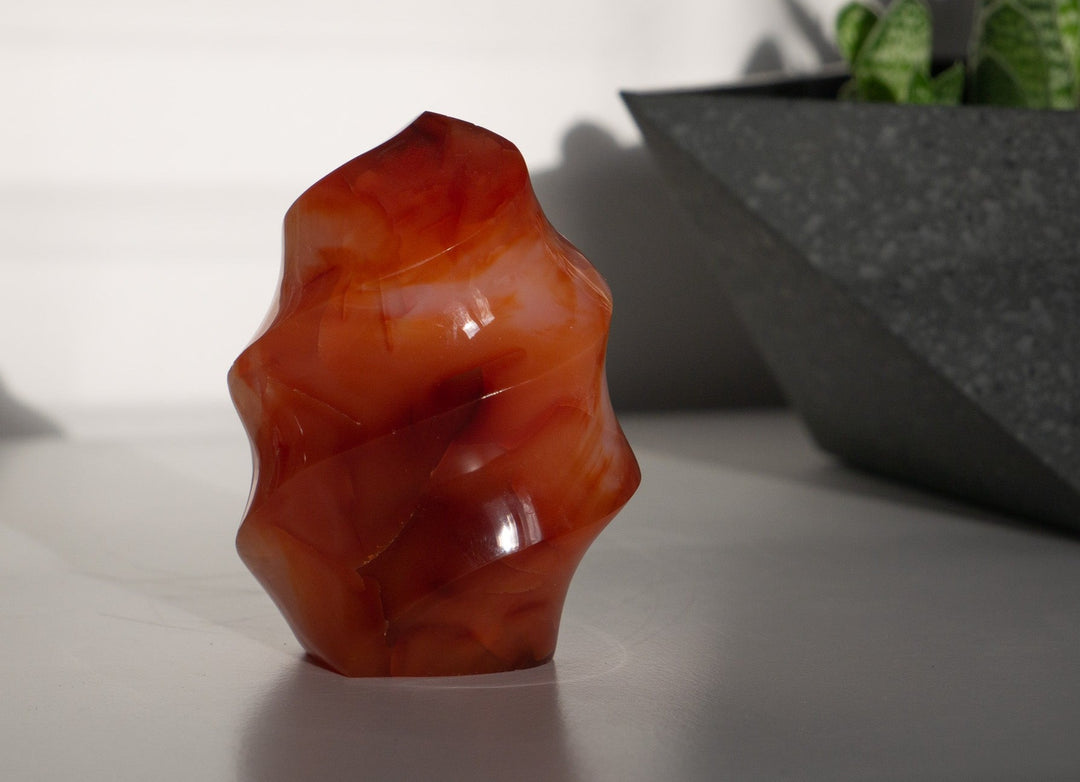 Flame Shaped Carnelian with White Background