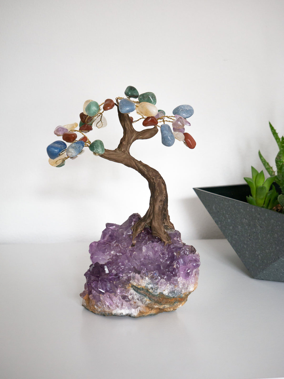 Feng Shui Tree of Life | Amethyst Base & Chakra Crystal Petals