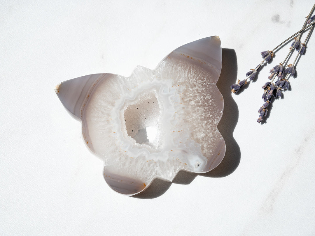 Lavender and Cream Druzy Agate Butterfly