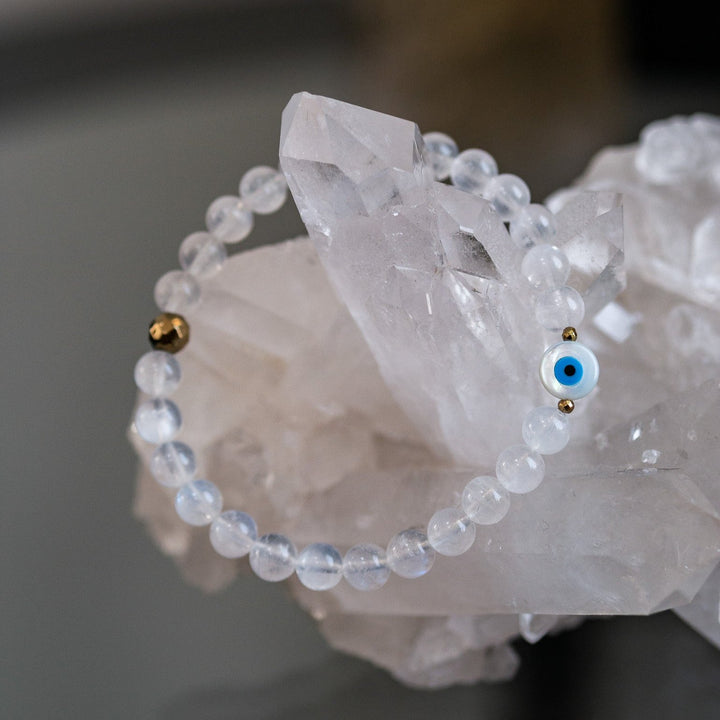 Premium Flashy Moonstone with Evil-Eye Bracelet