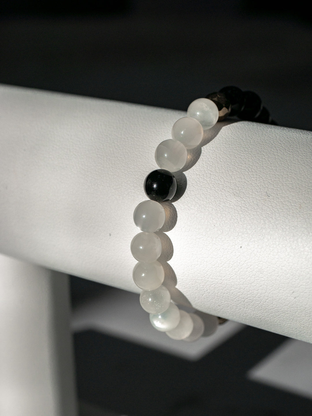 Moonstone and Black Tourmaline Bracelet | Intuitive Protector