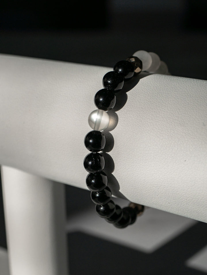 Moonstone and Black Tourmaline Bracelet | Intuitive Protector