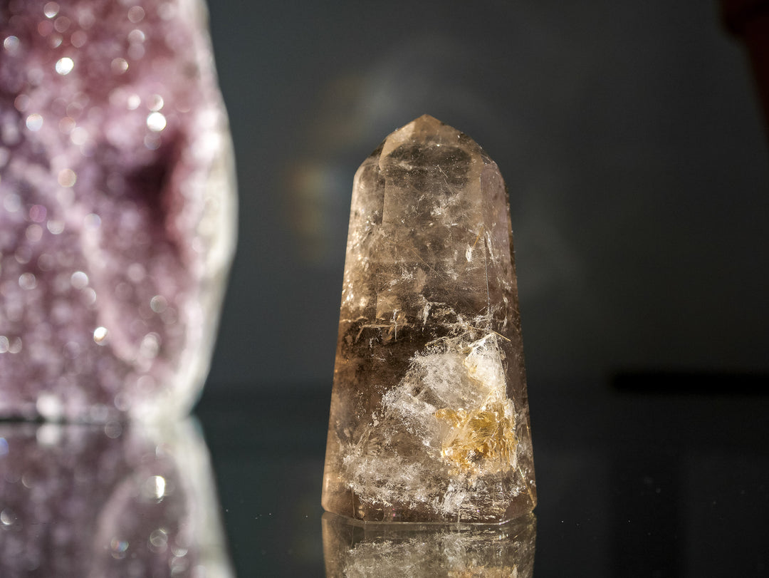 Smoky Citrine with Golden Rutile Point