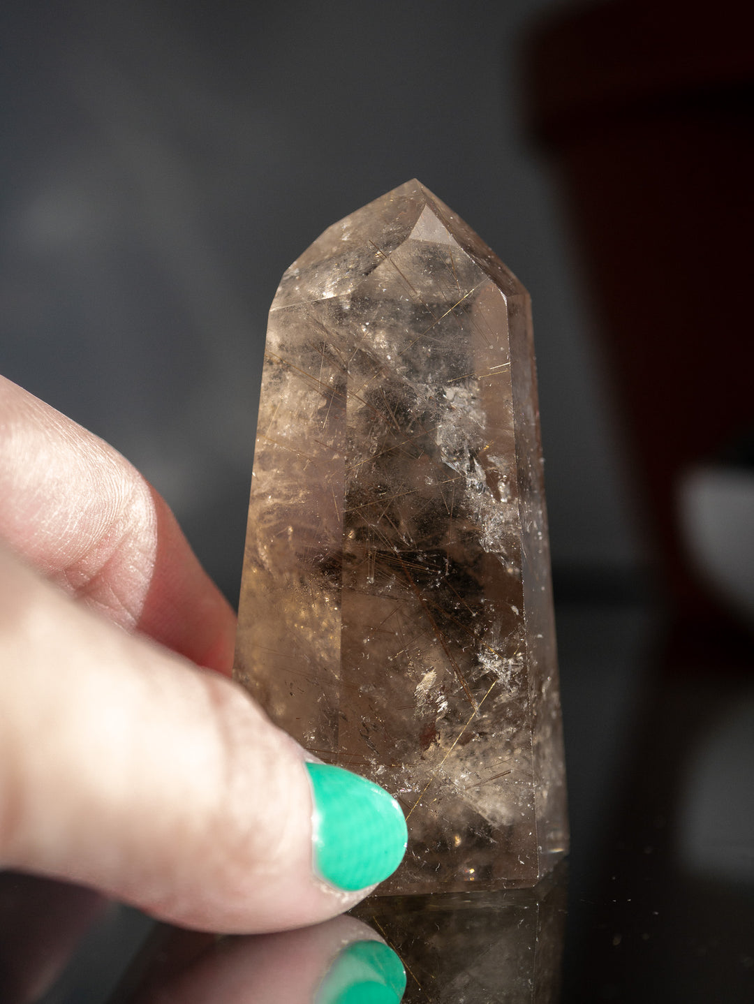 Smoky Citrine with Golden Rutile Point