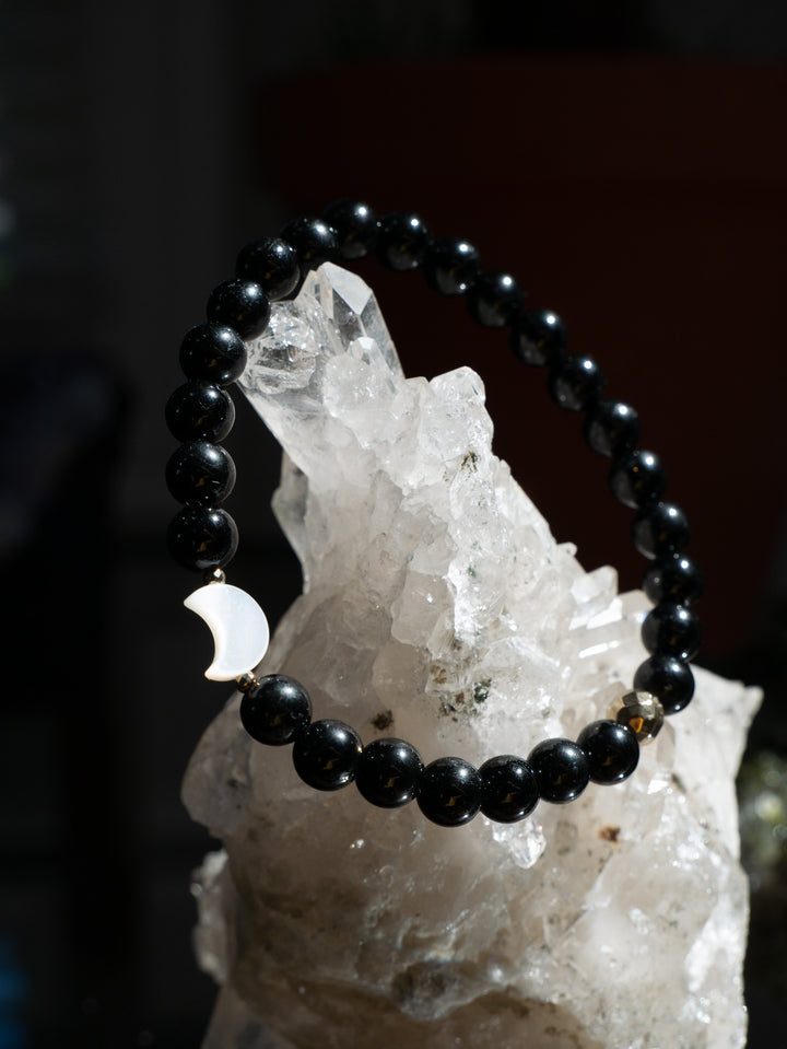 Black Tourmaline & Moon Bracelet