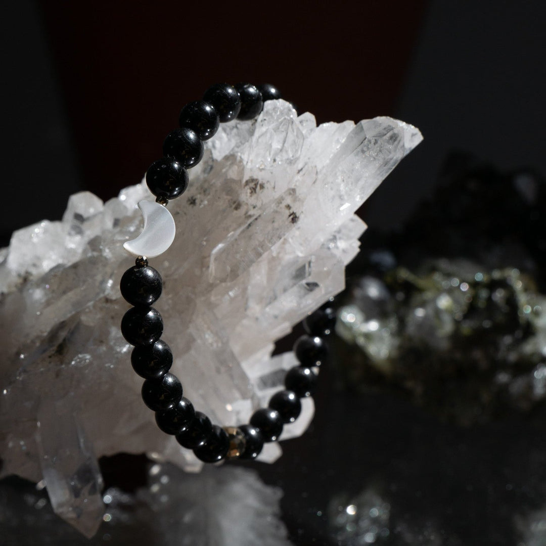 Black Tourmaline & Moon Bracelet