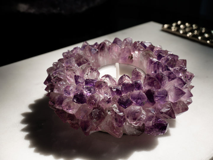 Amethyst Crystal Cluster Tea-light Candle Holder