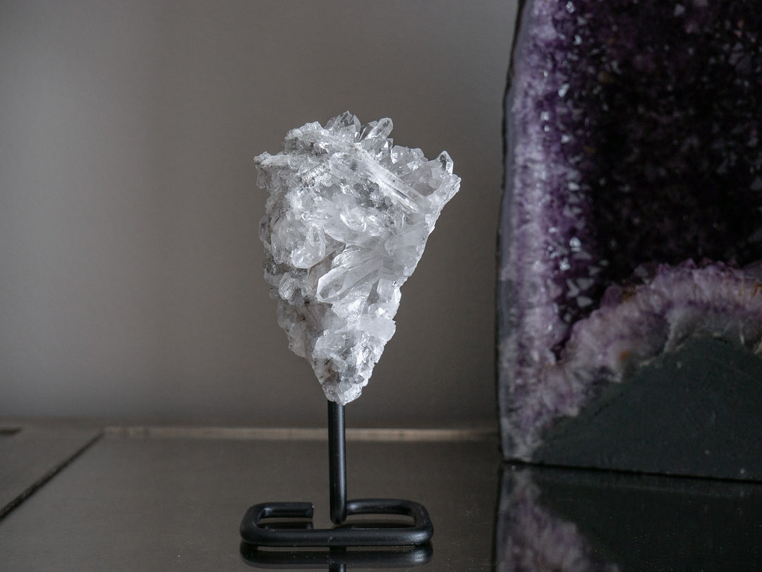 Quartz Crystal Cluster on Metal Stand