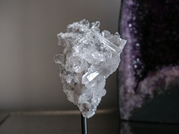 Quartz Crystal Cluster on Metal Stand