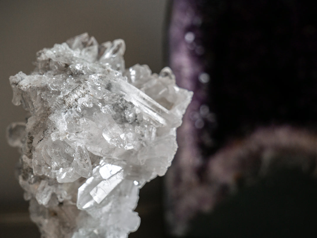 Quartz Crystal Cluster on Metal Stand