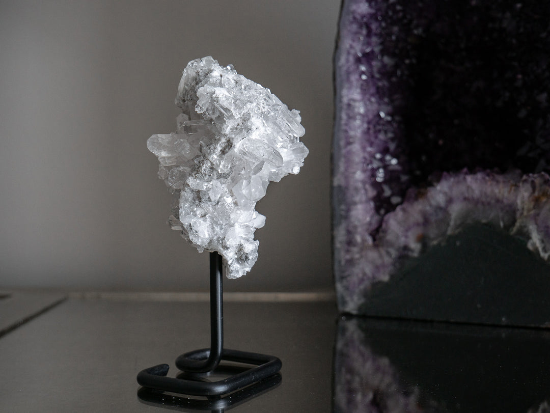 Quartz Crystal Cluster on Metal Stand