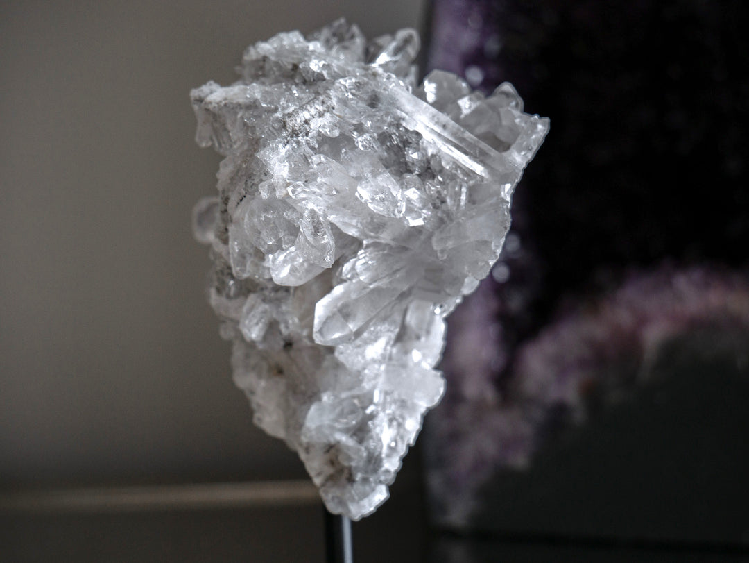 Quartz Crystal Cluster on Metal Stand