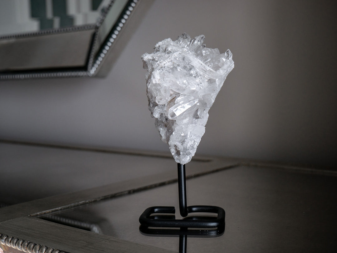 Quartz Crystal Cluster on Metal Stand