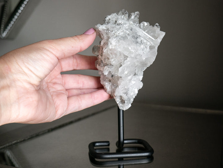 Quartz Crystal Cluster on Metal Stand