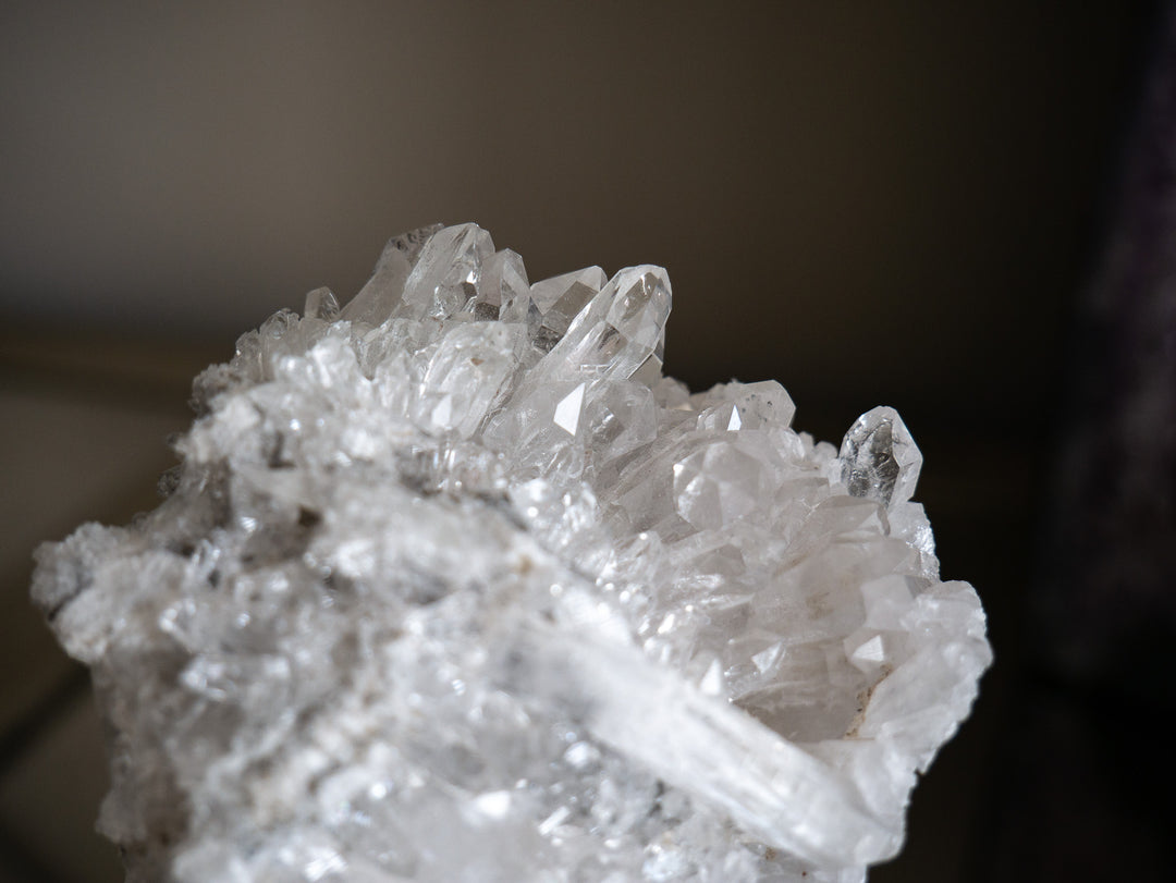 Quartz Crystal Cluster on Metal Stand