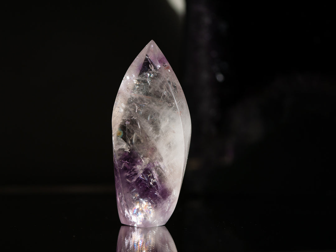 Petite Amethyst Flame with Phantoms and Rainbows