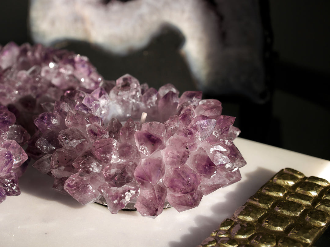 Amethyst Crystal Cluster Tea-light Candle Holder