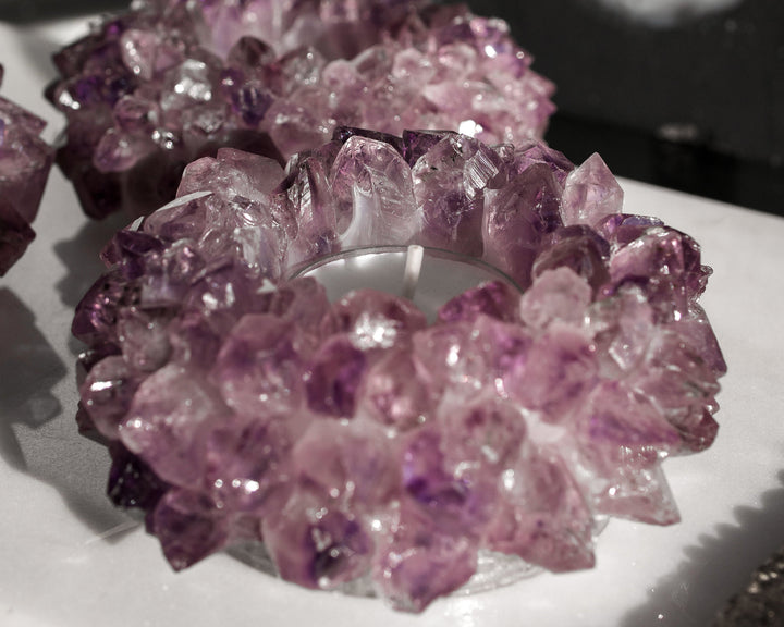 Amethyst Crystal Cluster Tea-light Candle Holder