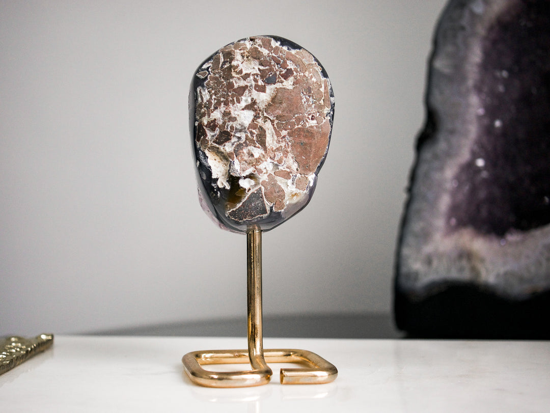 Amethyst Cluster on Gold Metal Stand