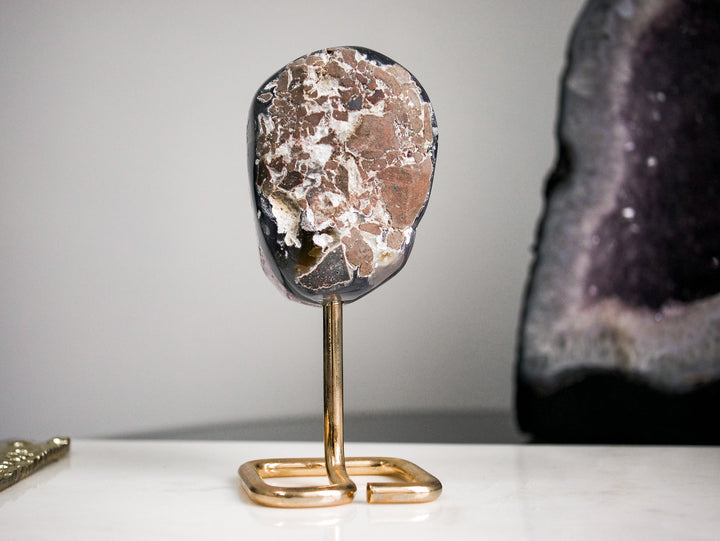 Amethyst Cluster on Gold Metal Stand