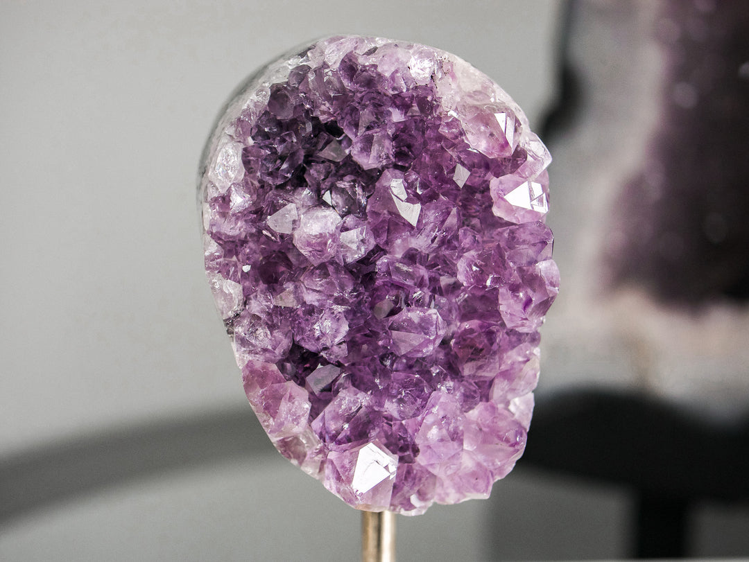 Amethyst Cluster on Gold Metal Stand