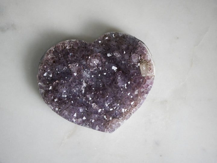 Amethyst Heart with Calcite Inclusion