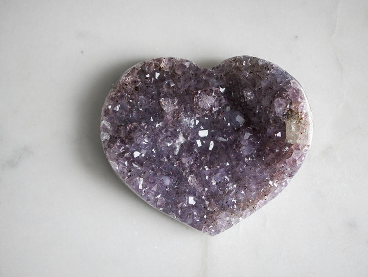 Amethyst Heart with Calcite Inclusion