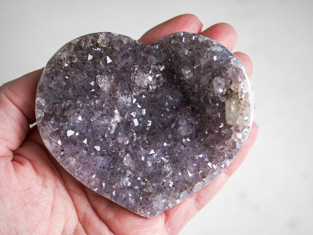 Amethyst Heart with Calcite Inclusion