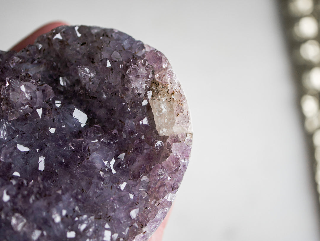 Amethyst Heart with Calcite Inclusion